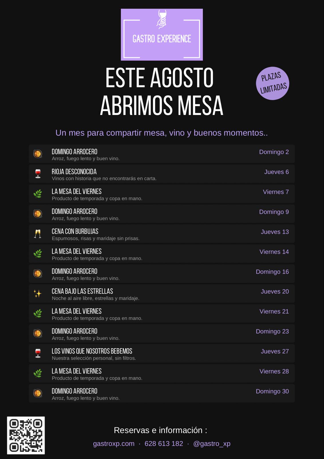 Publicamos nuestra agenda de actividades gastronómicas de Agosto en Ezcaray